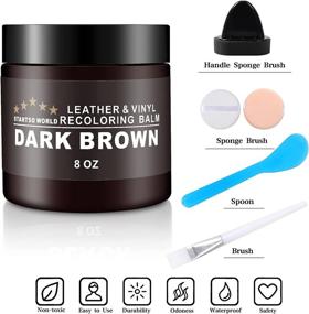 img 3 attached to 🛋️ STARTSO WORLD Leather Recoloring Balm Repair Cream Kit - Dark Brown Couch & Sofa Restoration - 8oz Color Dye Restorer for Furniture - Includes 3pcs Sponges, 1pcs Spoon, 1pcs Brush, 1 Pair Gloves