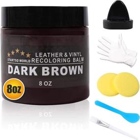 img 4 attached to 🛋️ STARTSO WORLD Leather Recoloring Balm Repair Cream Kit - Dark Brown Couch & Sofa Restoration - 8oz Color Dye Restorer for Furniture - Includes 3pcs Sponges, 1pcs Spoon, 1pcs Brush, 1 Pair Gloves