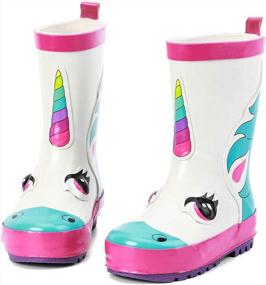 img 4 attached to ALEADER Kids Waterproof Rubber Rain Boots For Girls, Boys & Toddlers With Fun Prints & Handles