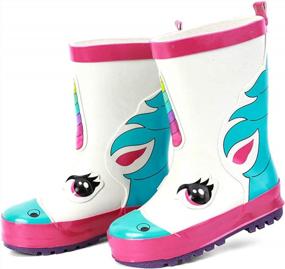 img 2 attached to ALEADER Kids Waterproof Rubber Rain Boots For Girls, Boys & Toddlers With Fun Prints & Handles
