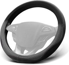 img 4 attached to 🚗 Улучшите комфорт вождения с помощью рулевой обложки WinPower из микрофибры - универсальный 15 дюймов, серый