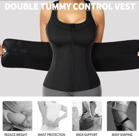 img 3 attached to Sauna Waist Trainer Vest For Women - KIWI RATA Sweat Suit 2 Compression Trimmer Band Neoprene Workout Body Shaper