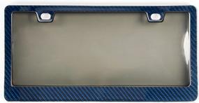 img 4 attached to 🔵 Genuine 100% Blue Carbon Fiber License Plate Frame: BLVD-LPF OBEY YOUR LUXURY - Ultimate 3K Tag Cover with Tinted 2 in 1 Design - Unbreakable & Patented