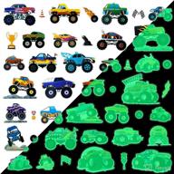 🚚 haooryx 94pcs glow in the dark monster truck wall sticker decals for party decoration supplies, luminous monster jam vehicle car stickers for kids' bedroom, playroom, nursery wall art decor - enhancing seo логотип