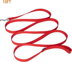 img 3 attached to 🐶 Siumouhoi Strong Durable Nylon Dog Training Leash - 1 Inch Wide Traction Rope - 10ft Long - Red - Ideal for Small and Medium Dogs