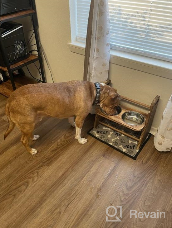 img 1 attached to Adjustable Elevated Dog Bowl Stand With Two Collapsible Bowls - Emfogo Wooden Raised Feeder For Small, Medium, And Large Dogs And Cats. Adjustable Height For Optimal Comfort And Convenience. review by Randy Basque