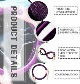 img 1 attached to 💎 Bling Steering Wheel Cover: Women's Crystal Diamond Car Wheel Protector - 15 Inch (Purple)