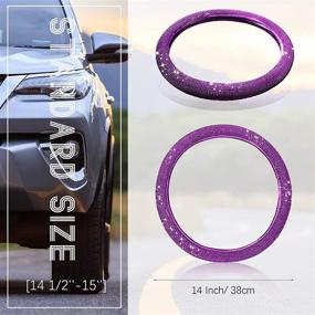 img 2 attached to 💎 Bling Steering Wheel Cover: Women's Crystal Diamond Car Wheel Protector - 15 Inch (Purple)