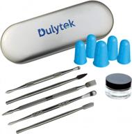 dulytek 7-piece wax carving tool set with glass jar, silicone finger gloves & metal case for collecting and crafting logo