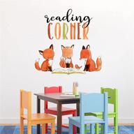 🦊 mfault foxes reading corner: charming wall decals for baby boys & girls, woodland animals nursery decor, birds in the library, classroom art & toddler room decorations логотип