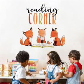 img 2 attached to 🦊 Mfault Foxes Reading Corner: Charming Wall Decals for Baby Boys & Girls, Woodland Animals Nursery Decor, Birds in the Library, Classroom Art & Toddler Room Decorations