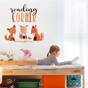 img 1 attached to 🦊 Mfault Foxes Reading Corner: Charming Wall Decals for Baby Boys & Girls, Woodland Animals Nursery Decor, Birds in the Library, Classroom Art & Toddler Room Decorations