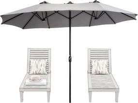 img 4 attached to 14Ft Extra Large Double-Sided Patio Umbrella W/Crank & 1.89 Inch Pole - Gray By SUPERJARE