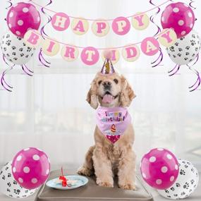 img 3 attached to Make Your Dog'S Birthday Special With GAGILAND Birthday Party Set - Dog Bandana, Hat, Banner & More In Pink With Balloon!