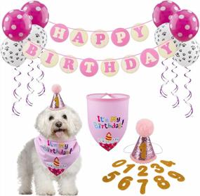img 4 attached to Сделайте день рождения своей собаки особенным с набором GAGILAND для вечеринки по случаю дня рождения: бандана для собаки, шапка, баннер и многое другое в розовом цвете с воздушным шаром!
