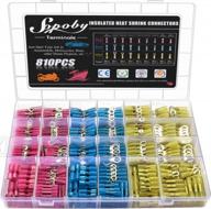 insulated electrical wire terminal kit - sopoby heat shrink connectors assortment - 810pcs crimp connectors for automotive, marine, ring, fork, hook, spade and butt splices logo