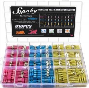 img 4 attached to Insulated Electrical Wire Terminal Kit - Sopoby Heat Shrink Connectors Assortment - 810PCS Crimp Connectors For Automotive, Marine, Ring, Fork, Hook, Spade And Butt Splices