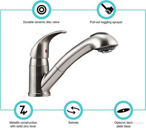 img 2 attached to 🚰 Dura Faucet DF-NMK852-SN RV Brushed Satin Nickel Kitchen Sink Faucet - Swivel Pull-Out Single Handle, One-Hole Design