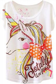 img 4 attached to Women'S Summer Colorful Unicorn Print Short Sleeve T-Shirt Tops With Bow Tie