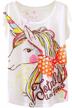 women's summer colorful unicorn print short sleeve t-shirt tops with bow tie logo