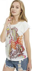 img 2 attached to Women'S Summer Colorful Unicorn Print Short Sleeve T-Shirt Tops With Bow Tie