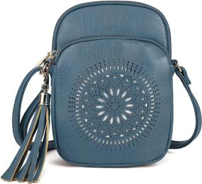 img 4 attached to Women'S Vegan Leather Small Boho Crossbody Bag With Triple Zip Pockets For Cell Phone Purse
