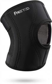 img 4 attached to FREETOO Knee Brace Open-Patella Stabilizer Support, регулируемая дышащая противоскользящая двойная пружинная лента для спорта и защиты работы - черный