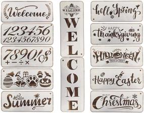 img 4 attached to 12Pcs Large Inspirational Word Stencils For DIY Home Decor Craft Art - SOOQOO Welcome Home Decoration Template (15.2' ×6.3')
