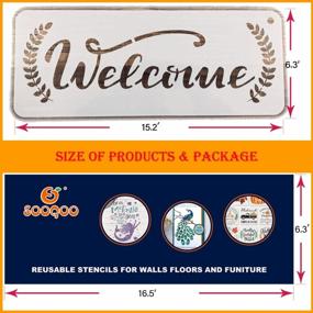 img 3 attached to 12Pcs Large Inspirational Word Stencils For DIY Home Decor Craft Art - SOOQOO Welcome Home Decoration Template (15.2' ×6.3')