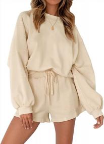 img 4 attached to MEROKEETY Women'S Oversized Batwing Sleeve Lounge Sets Casual Top And Shorts 2 Piece Outfits Sweatsuit