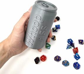 img 1 attached to Silver 7PCS D20 Dice Set For Dungeons And Dragons Tabletop Roleplaying Games - MunnyGrubbers DT Can Of Whoopass Dice Tower Roller