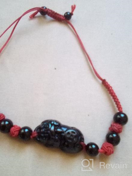 img 1 attached to 💰 Attract Wealth and Good Luck with MANRUO Feng Shui Red String Bracelet featuring Black Obsidian Pi Xiu/Pi Yao review by Matthew Guiney