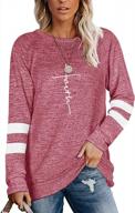 women's faith t-shirts: striped tunic tops with letter print, casual short sleeves, and round neck logo