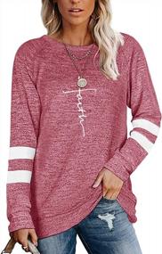 img 4 attached to Women'S Faith T-Shirts: Striped Tunic Tops With Letter Print, Casual Short Sleeves, And Round Neck