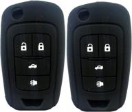 ezzy auto pair of black 4 button key covers - silicone flip folding key case covers for 2010-2014 camaro logo