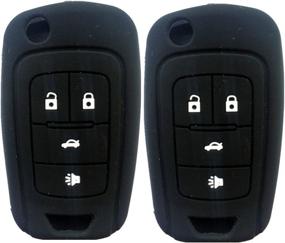 img 4 attached to Ezzy Auto Pair of Black 4 Button Key Covers - Silicone Flip Folding Key Case Covers for 2010-2014 Camaro