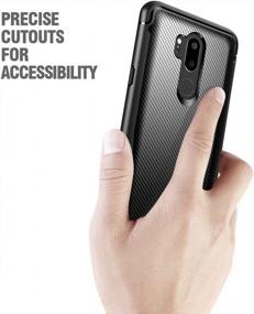 img 1 attached to LG G7 ThinQ Shock Absorbing Slim Fit TPU Case With Carbon Fiber Texture - Black