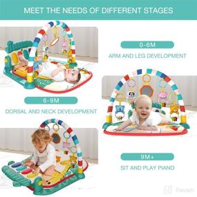 img 3 attached to 🎶 Green Lcasio Baby Gym Play Mat with Musical Activity Center for Newborns and Toddlers – Kick & Play Piano Gym, Tummy Time Padded Mat