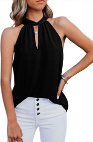 img 4 attached to Stay Comfortable And Chic With BLENCOT'S Sleeveless Tie Halter Neck Summer Tank Top For Women
