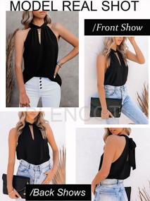 img 3 attached to Stay Comfortable And Chic With BLENCOT'S Sleeveless Tie Halter Neck Summer Tank Top For Women