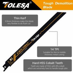 img 3 attached to TOLESA 9 Inch 14TPI Heavy Metal Cutting Reciprocating Saw Blades - Bi-Metal Sabre Saw Blades For Metal Pipe, Sheet Metal, Rebar, And Cast-Iron - Better Wear Resistance - 5 Pack