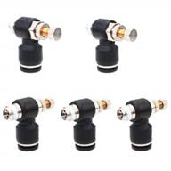 5-pack beduan pneumatic push to connect air flow control valve adapter fitting, 4mm tube od x 1/8" male thread elbow 90 degree switch. logo
