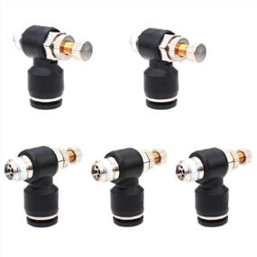 img 4 attached to 5-Pack Beduan Pneumatic Push для подключения адаптера клапана управления потоком воздуха, наружный диаметр трубки 4 мм X 1/8 "колено с наружной резьбой 90-градусный переключатель.