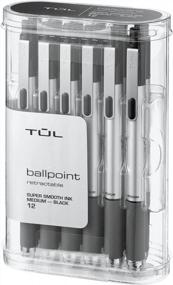 img 3 attached to Выдвижные шариковые ручки TUL® BP3: 12 шт. в упаковке со средним острием, серебристым корпусом и черными чернилами