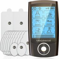 rechargeable dual channel ems tens unit muscle stimulator with 48 modes, 14pcs reusable electrode pads and continuous mode electronic pulse massager - storage pouch/pads holder included logo