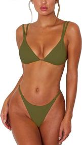 img 4 attached to Womens Shoulder Swimsuit Triangle Bathing Women's Clothing and Swimsuits & Cover Ups