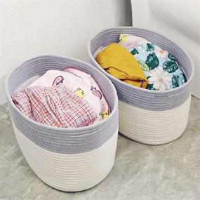 img 1 attached to 📦 Casaphoria Set of 3 Cotton Rope Storage Baskets - Cube Organizer Bins for Nursery, Baby Clothes, Makeup, Books, Towels - Decorative Woven Basket, 15"x 10"x 9