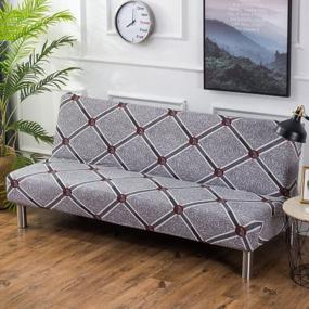 img 3 attached to Stretch Fabric Sofa Bed Slipcovers - ELEOPTION Armless Covers, Polyester No Armrest Folding Couch Futon Cover For Living Room Moving Furniture (US Shipping)