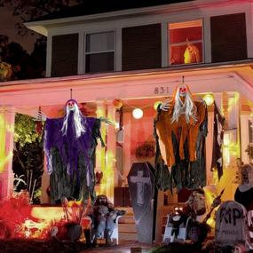 img 3 attached to Напугайте своих соседей этим набором 41-дюймовых висящих скелетов-призраков на Хэллоуин - идеально подходит для наружных украшений на вашем крыльце или в саду!