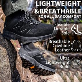 img 1 attached to Легкие водонепроницаемые мужские туфли из замши для походов: нескользящие, дышащие, низкого верха для активного отдыха на природе, кемпинга и треккинга.